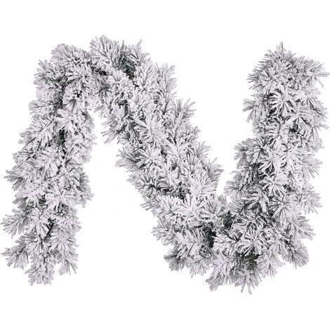 Guirlande de Noël Sapin Artificiel Enneigé Décoration Intérieure PVC Vert 270 x 25 cm - PANGIVO (1/4)