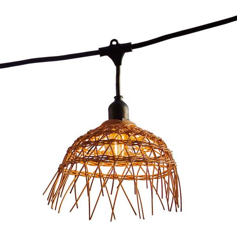 Guirlande lumineuse extérieure raccordable 34m avec 80 ampoules LED filament E27 blanc chaud Abat-jour polyrotin bohème (1/5)