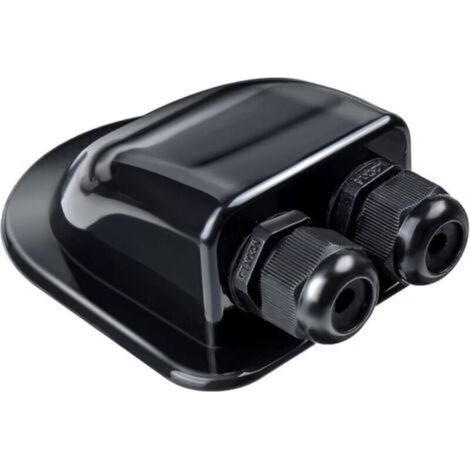 Double solar cable gland - Waterproof solar roof feed-through - for motorhomes, photovoltaics, campervans, satellite systems and air conditioning - Made of ABS - Black (1/4)