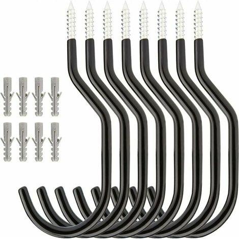 royaluxe -8 PCS Crochets de Vélo Crochets de Rangement pour Vélo à Grande Capacité Ensemble de Crochet Monté avec 8 Boulons en Plastique Plafond Mural Monté pour Salle de Stockage (1/5)