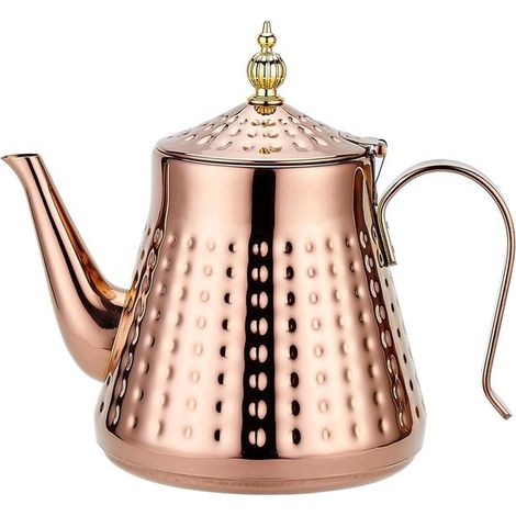 Teekanne aus Edelstahl (1,2 l) mit herausnehmbarem Teesieb – Teekessel aus Kupfer für losen Tee (1/5)