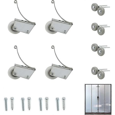 Roulettes doubles pour porte de douche coulissante - Roues de rechange pour portes de douche coulissantes de salle de bain - Accessoires de cabine de douche - Largeur 38 mm - Lot de 4 (1/5)