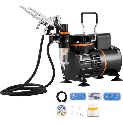 Mophorn Airbrush-Set, Doppellüfter-Kompressor mit 3 Airbrushes und Zubehör für Kunst