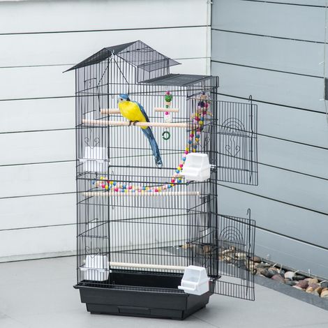 Cage à oiseaux pour perruches - jouets - canaris avec accessoires - pinsons - plateau HaMi