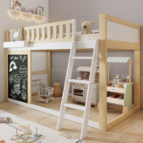 Lit mezzanine enfant 90x200 cm avec rangement HAVRYA (1/5)