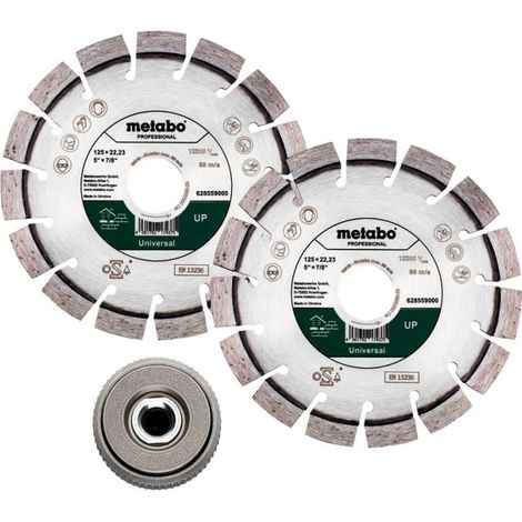 Metabo - Set 3 meules diamentées 125x22,23 mm et écrou de serrage rapide 628582000 (1/4)