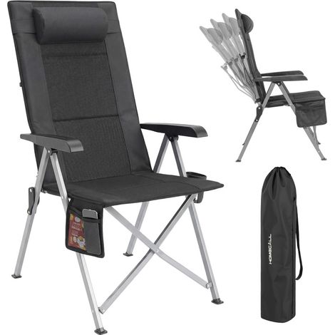 Homecall Klappstuhl Campingstuhl Faltbar 72 cm Hochlehner Luxus Klappstuhl, (Tragfähigkeit 150 KG, 3D-Mesh + 600D Oxford, Multifunktions-Aufbewahrung), Leicht (4,6 kg) für Outdoor, Garten, Picknick (s