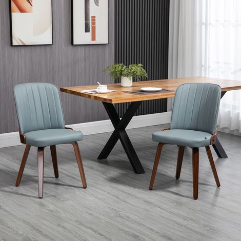 Juego de 2 Sillas de Comedor Modernas con Asiento Tapizado en Cuero Sintético y Patas de Madera 47,5x57x85cm Gris (1/5)