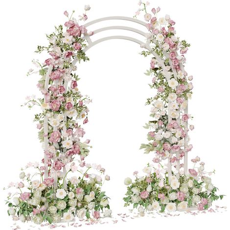 Arco de boda Arco de globos Cumpleaños Flor Foto Redonda 260 cm Metálico Triple Círculo Jardín Ceremonia Fotografía Fiesta - 260 x 210 x 60 cm