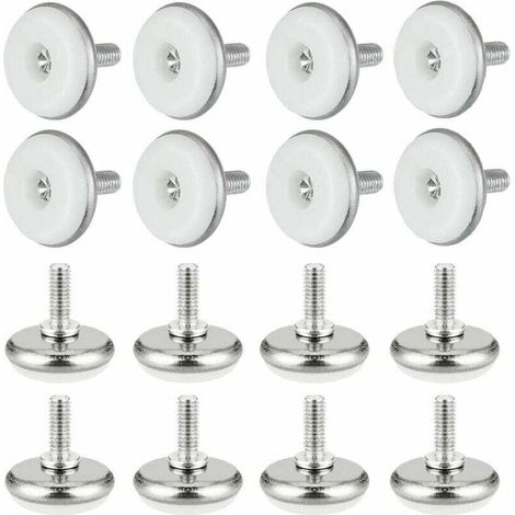 30 PCS Pieds de Meubles Réglables Vis de Régulation Ronde M6 Filetage Pieds de Nivellement Pieds Réglables en Hauteur (Blanc)-Fei Yu