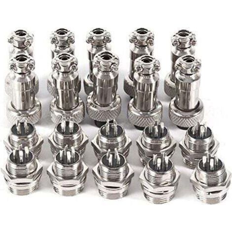 GX12 Lot de 10 Connecteurs D'alimentation D'aviation 4 Broches 12 Mm Prise D'aviation Mâle + Femelle Connecteur de Prise en Métal Plaqué Zinc 300 V 5 A