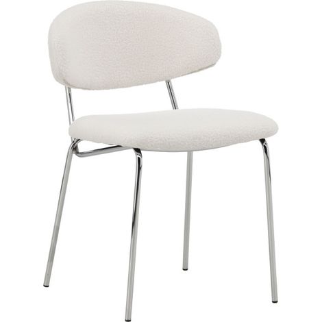 Lot de 2 chaises en tissu bouclette et métal - Écru - Chico (1/4)