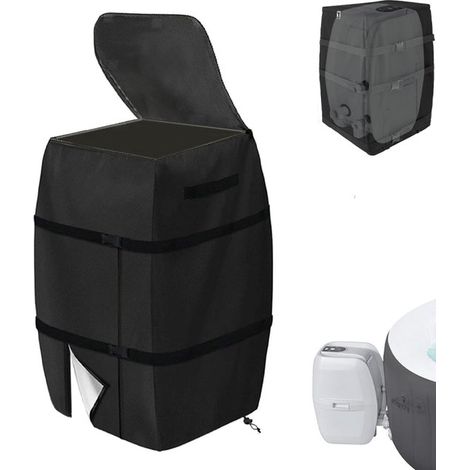 Funda para jacuzzi con cremallera，Funda para bomba de bañera inflable，Tela Oxford 420D impermeable y a prueba de polvo，43 x 38 x 54 cm，Negro (1/5)