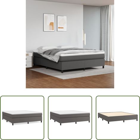 Kunstlederbett - Boxspringbettgestell Grau 160x200 cm Kunstleder (1/5)