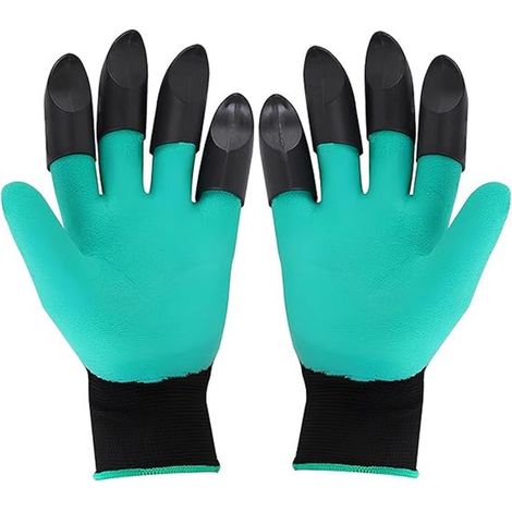 Guantes de jardinería con garras - 1 par - talla única (azul verdoso) - para excavar rápidamente - impermeables - a prueba de fugas (1/2)