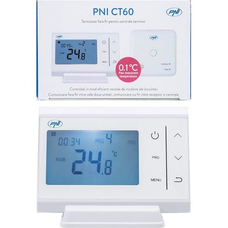 Thermostat sans Fil - PNI - CT60 - Hystérésis 0,1°C - Détection fenêtre ouverte - Protection enfants