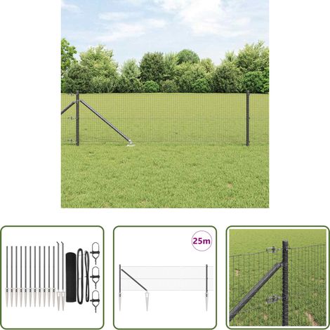 vidaXL Acier résistant - Poteau de clôture. Gris 25 x 0,5 m (treillis de 25 x 25 mm) (1/5)