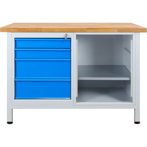 ADB Werkbank Werktisch Premium mit 4 Schubladen, B 1200 x T 600 x H 840 mm (1/5)