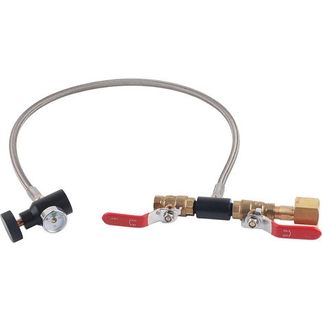 Adaptateur de remplissage de bouteille de CO2 CGA-320 avec tuyau pour le remplissage de réservoirs de soda de 24 pouces avec manomètre (1/5)