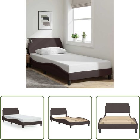 Kopfteil - Bettgestell "Dover" Dunkelbraun 100x200 cm Stoff (1/5)