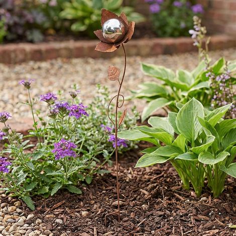Gartenstecker Dekofigur Außenbereich Rostoptik Bronze Metall H 99,5 cm (1/5)