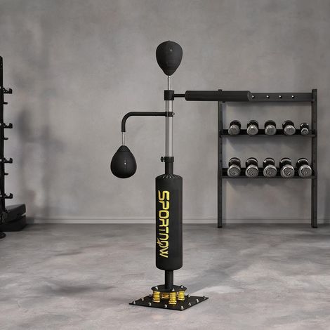 Sac de frappe sur support avec deux speedballs barre rotative (1/5)