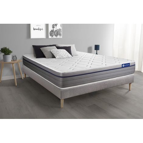 Ensemble matelas Mémoire de forme ACTIMEMO ZEN 90x190 Maxi épaisseur 7zones de confort + sommier KIT gris (1/5)