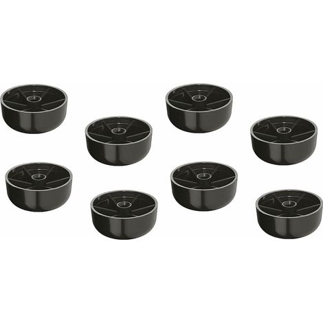 Cyclingcolors – Lot de 8 pieds de meuble 55mm en plastique noir – Patins ronds pour canapé, lit et table – Solution pour surfaces délicates (1/2)