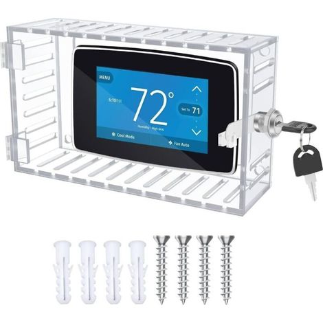 Boîte de Verrouillage de Thermostat Universelle avec clé , Grand Couvercle de Thermostat Transparent pour Thermostat Mural , Protection de Thermostat pour Thermostat Mural , 20 X 16 (1/5)