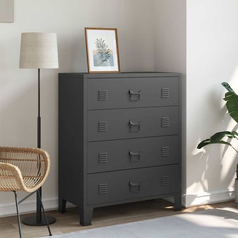 vidaXL Commode à tiroirs Métal Style Industriel 78x40x93 cm Noir (1/5)