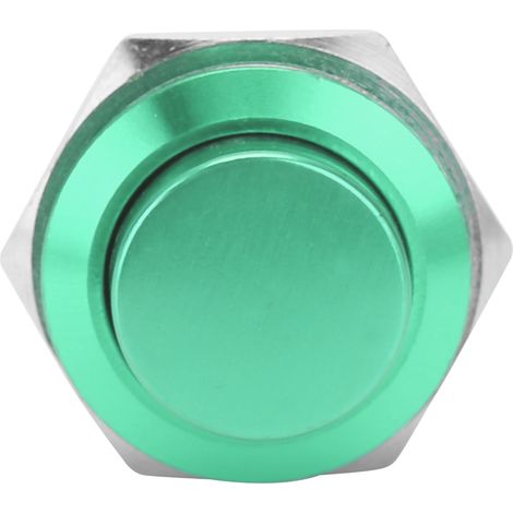 Interrupteur à bouton-poussoir en métal étanche en acier inoxydable à réarmement automatique normalement ouvert 16 mm 220 V (vert)