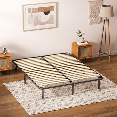 DEWINNER Sommier à Lattes 160 x 200 cm avec 9 Pieds, Épaisseur 29 cm,Sommier à Lattes lit pour Adulte et Enfant en Bois (160x200x29 cm)