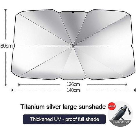 Pare-soleil avant de voiture, parapluie pliant anti-UV, protection solaire estivale pour vitre de voiture, taille A (grande). (1/5)