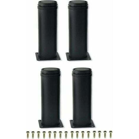Black stainless steel furniture legs, 15 cm – Adjustable with 4 fixing holes – For sofas, tables and cabinets (1/5)