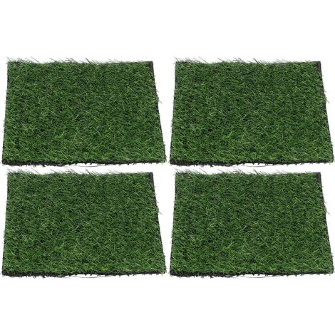Lot de 4 plantes artificielles, gazon synthétique, tapis de jardin miniature à monter soi-même, 25 x 25 cm (1/5)