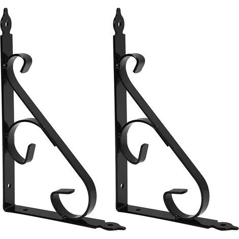 Lot de 4 supports triangulaires à 90 degrés pour jardinage, salle de bain, cuisine 200 mm x 126 mm (noir) (1/5)