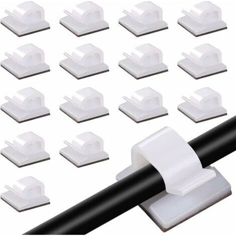 Lot de 50 attaches-câbles autocollantes, transparentes, pour le rangement et la gestion des câbles électriques. Marque : Fonepro.-AquaForge (1/5)
