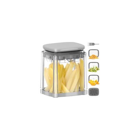 Pommes-Frites-Schneider, Gemüseschneider für Kartoffeln und Zwiebeln, professioneller Gemüseschneider für den Hausgebrauch, geeignet für Kartoffeln, Karotten, Gurken, Zucchini, Paprika usw. (grey-Crez
