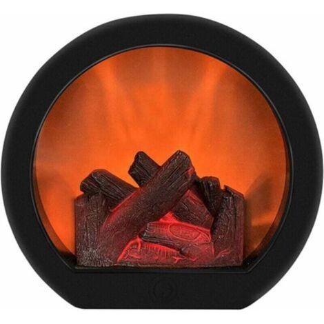 Lumière de cheminée sans flamme – Bûches LED réalistes 20x18,5x10 cm – Alimentation USB ou piles – Décoration Halloween et Thanksgiving (1/5)