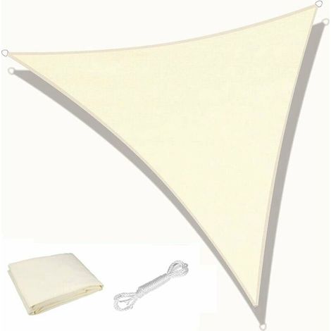 Triangle Voile D'ombrage, 3m x 3m x 3m Étanche 98% De Blocage UV Toile Pare-Soleil 180g\\/m² Auvent D'auvent Solaire pour La Fête De Jardin en Plein Air sur Le Patio (Crème) (1/5)