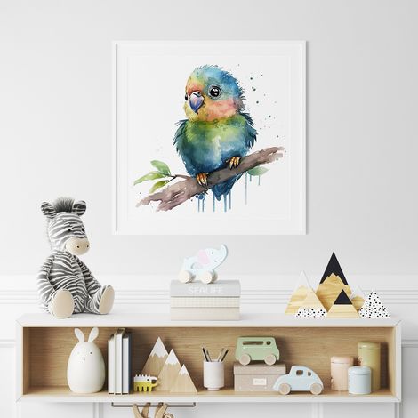 Poster / Affiche carrée Enfants - Perroquet coloré - 50x50 cm (1/3)