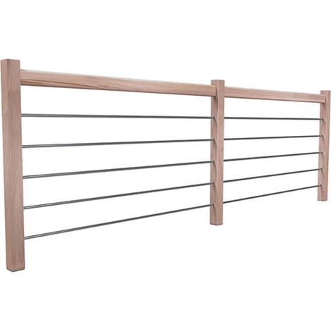 Garde-corps en bois de hêtre - Longueur 3.20m - Lisses en alumnium - Structure découpable - TRENDY-GC-H-320 (1/4)