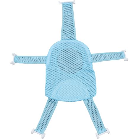 Siège de bain universel pour bébé avec filet antidérapant, réglable et respirant, appui-tête doux, bleu (1/5)
