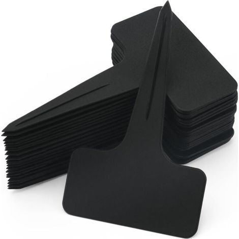 100 etiquetas gruesas para plantas, etiquetas de plástico para jardín, etiquetas reutilizables para plántulas, etiquetas para huertos de verduras al aire libre, color negro. (1/4)