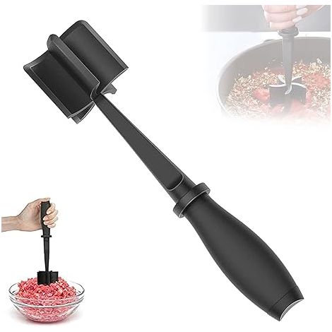 Hachoir à viande, hachoir à hamburger, ustensile de qualité supérieure résistant à la chaleur, hachoir de bœuf/viande, presse-purée à viande/pommes de terre, spatule à hamburger (1/5)