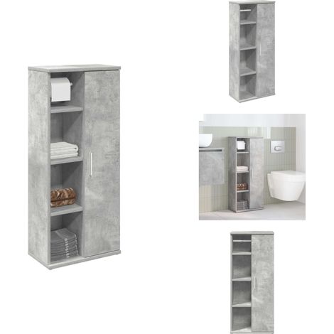 Meuble de salle de bain avec porte-rouleau gris béton - Meuble De Salle De Bain - Meubles De Salle De Bain - Meuble De Rangement De Salle De Bain - Meuble De Rangement De Toilette (1/5)