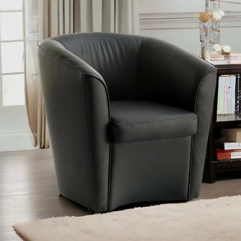 Dmora - Sillón Dabbiat, Sillón, 100% Made in Italy, Sillón relax en ecopiel, 70x60h74cm, Negro (1/5)