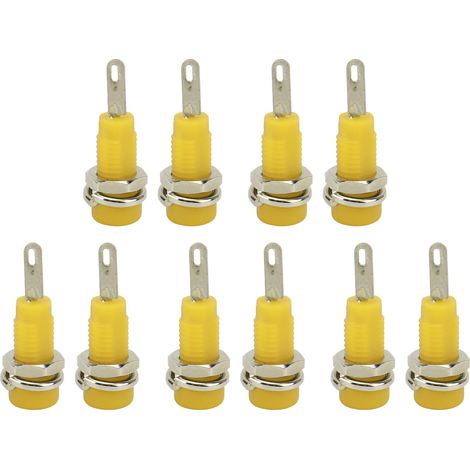 10 Connecteurs banane J.40003 2mm douille prolongée fiche adaptateur pour instrument électronique jaune (1/5)