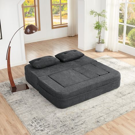 Sofá modular convertible en cama, sin montaje, tejido gris oscuro, 199 x 194 x 39 cm, OKWISH (1/5)