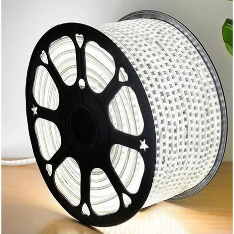 10M Ruban LED 60LED/M SMD 5050 220 V Bande LED étanche IP65 pour la cuisine Stairway Home Noël décoration (blanc froid) (1/4)